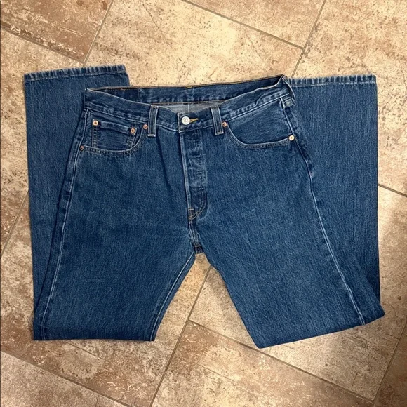 Levi's 501 Men's Blue Jeans 34x34 - Picture 3 of 6
